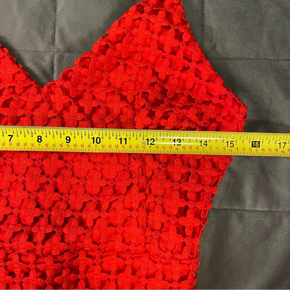Lulus Red Crochet Bodycon Mini Dress Small – Date Night - Picture 6 of 10